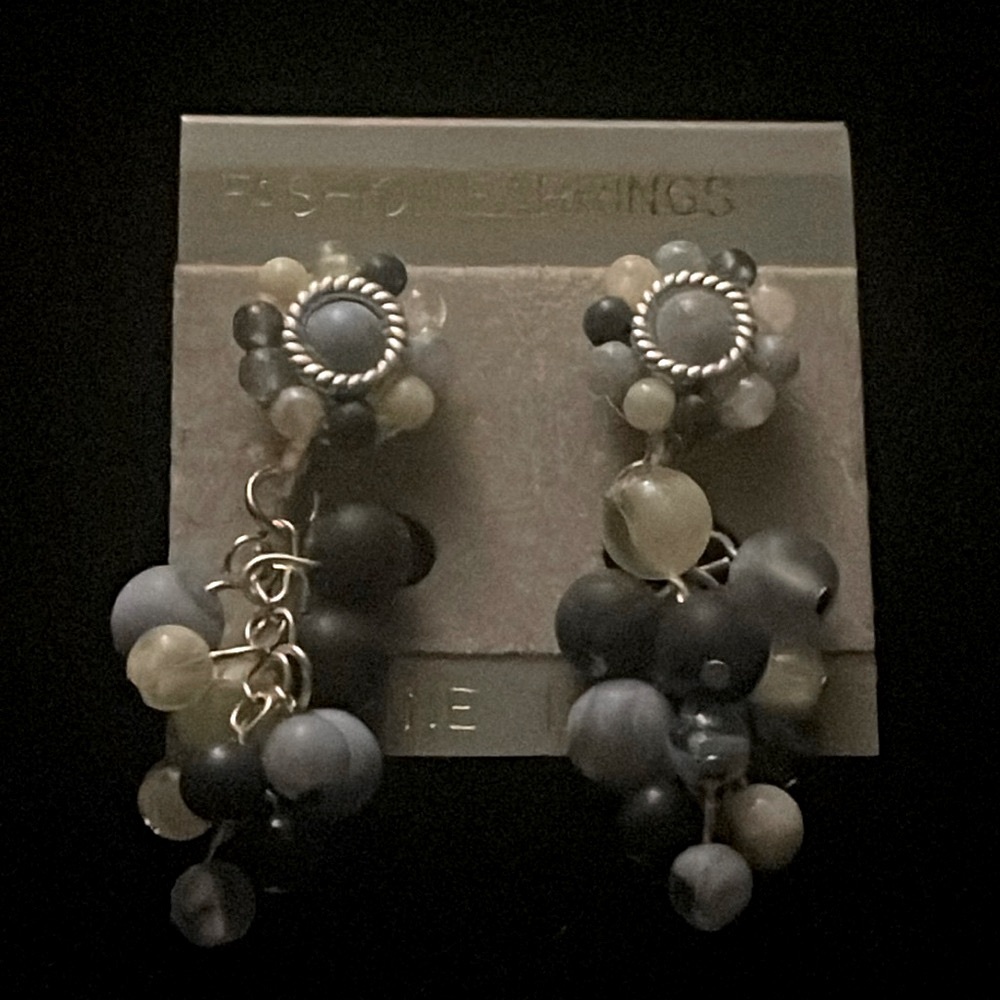 NOS Cluster Lucite Drop Earrings